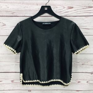 Zara Faux Leather T-shirt Top